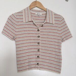Madewell ribbed button down multicolored top